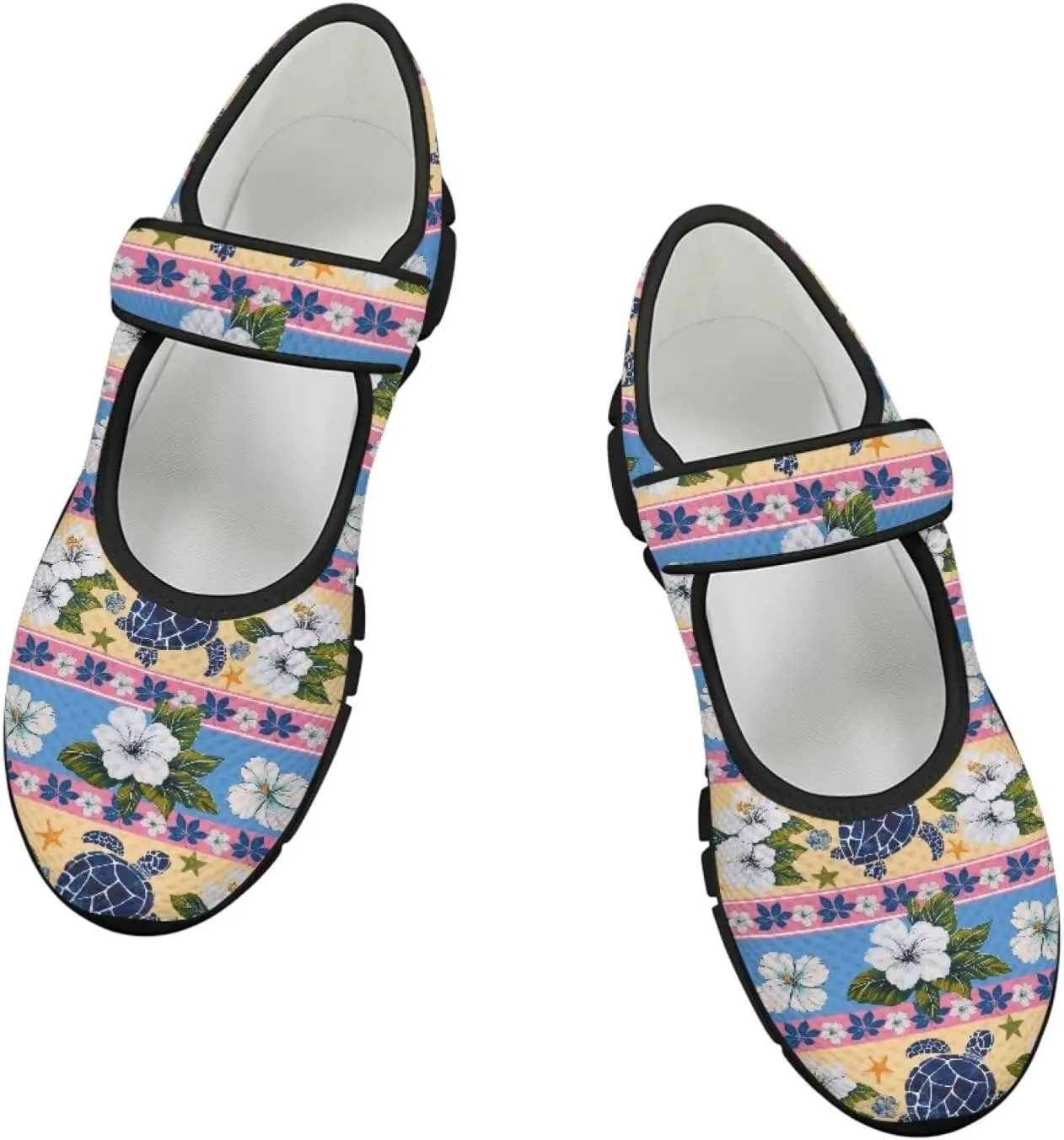 Women Mary Jane Sneaker Shoes Lightweight Casual Breathable Non Slip Flats with Magic Sticker