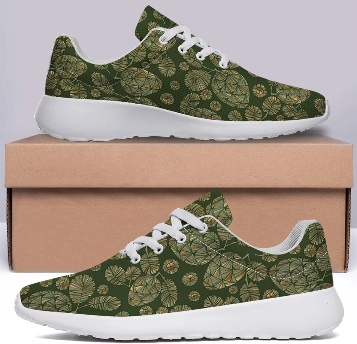 Women Men Xmas Green Pine Cone Shoes Personalited 3D Print Running Shoes Athletic Tennis Sneakers