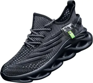 Women Running Shoes Slip On Lightweight Non-Slip Cushioned Sports Shoes with EVA Elastic Sole and Breathable for All-Day Comfort Walking Fitness Jogging Black US 6.5