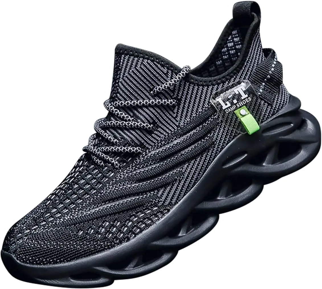 Women Running Shoes Slip On Lightweight Non-Slip Cushioned Sports Shoes with EVA Elastic Sole and Breathable for All-Day Comfort Walking Fitness Jogging Black US 6.5