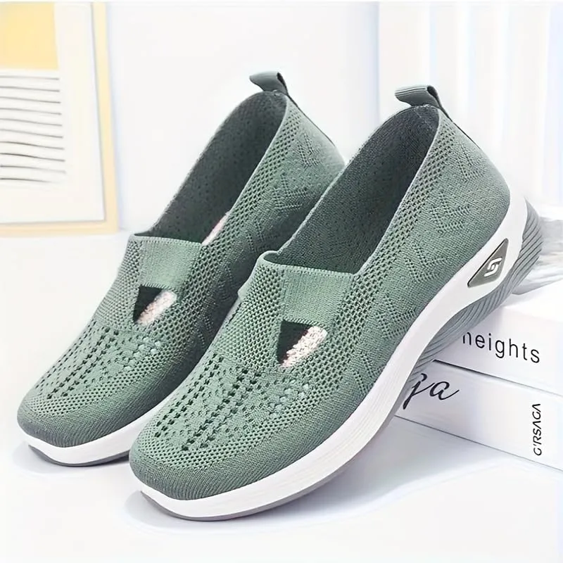 Women's Casual Sneakers, Slip On Lightweight Soft Sole Walking Shoes, Breathable Daily Footwear
