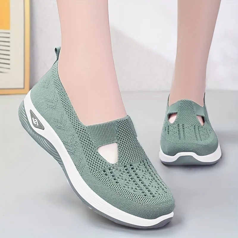 Women's Casual Sneakers, Slip On Lightweight Soft Sole Walking Shoes, Breathable Daily Footwear