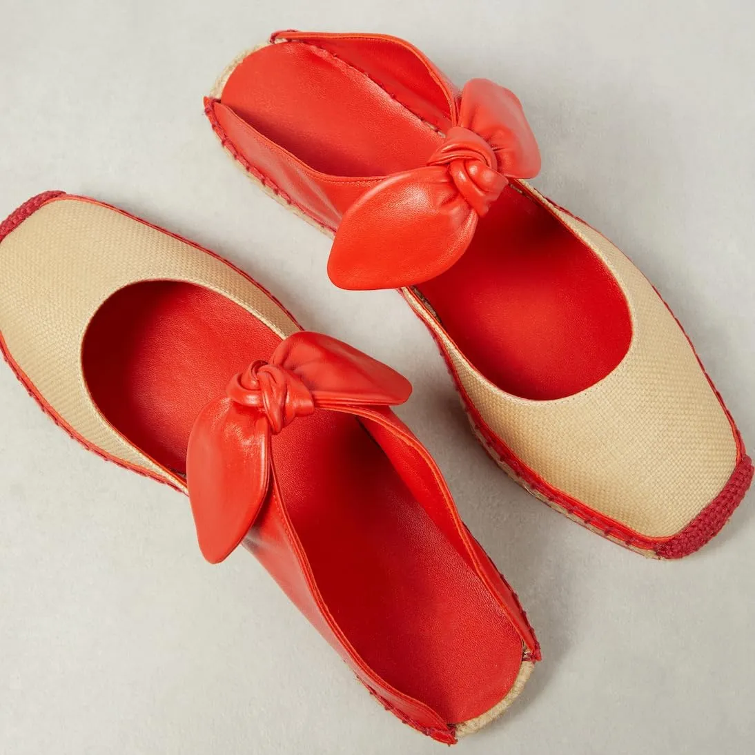 Women's Flat Mules Bow Sandals Leather Raffia Espadrilles Slip-On Casual Loafers Summer Beach Loafer Shoes