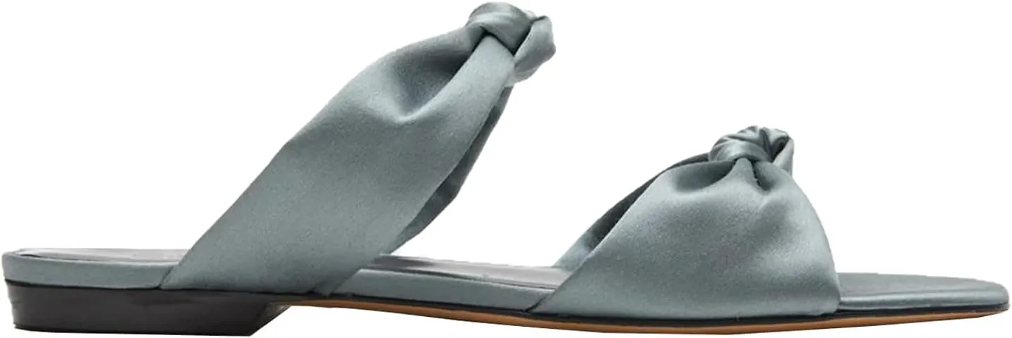 Women's Mule Flats Bow Sandal Slippers Two lace-up Flat Shopping Shoes Pointed Party Shoes