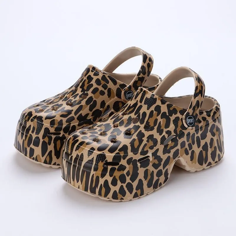 Women's Platform Clogs Slip On Slides Shoes Beach Sandals Gardener Clog Hight Heels Mule Slippers Garden Shoes Sandals