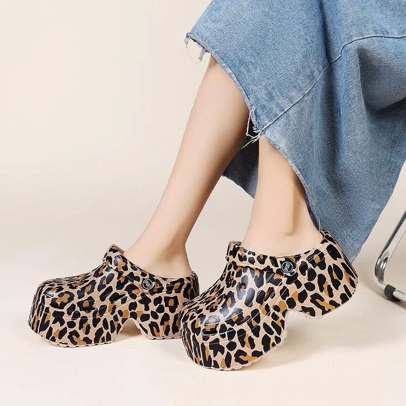 Women's Platform Clogs Slip On Slides Shoes Beach Sandals Gardener Clog Hight Heels Mule Slippers Garden Shoes Sandals