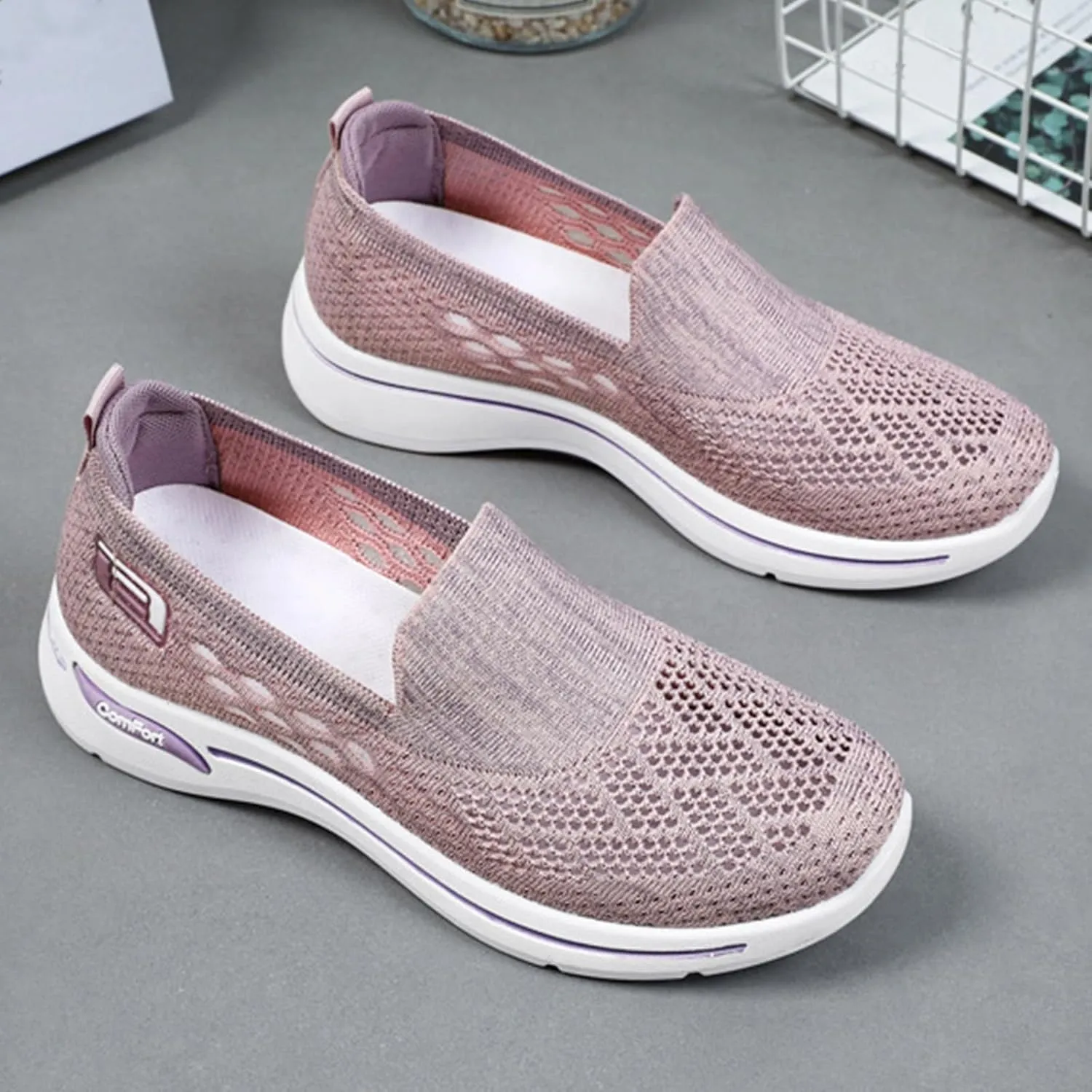 Womens Walking Shoes Comfortable Casual Ladies Athletic Shoes Casual Slip on Shoe Summer Running Sneakers Comfortable Breathable Non Slip Work Sneakers Running Jogging Sneaker