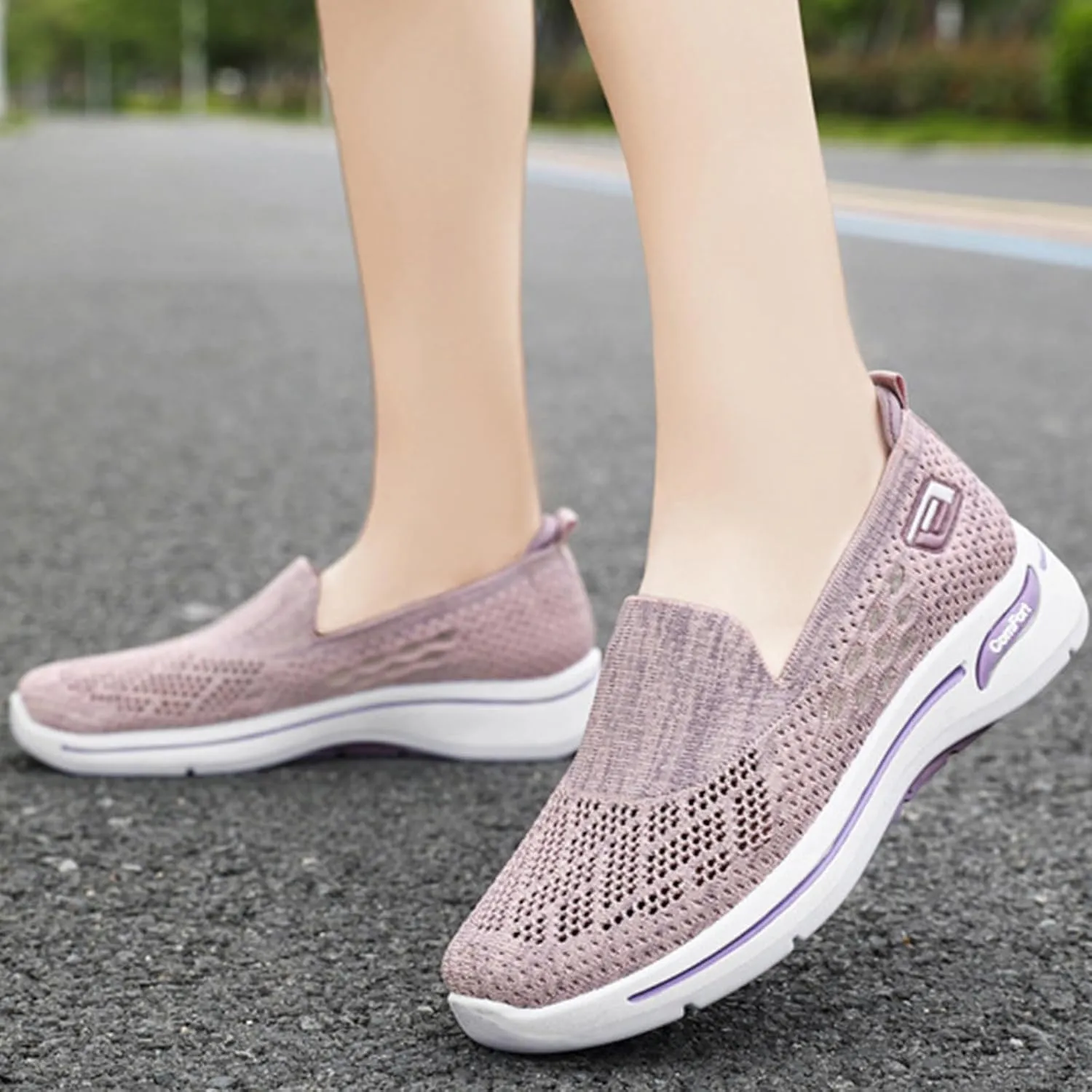 Womens Walking Shoes Comfortable Casual Ladies Athletic Shoes Casual Slip on Shoe Summer Running Sneakers Comfortable Breathable Non Slip Work Sneakers Running Jogging Sneaker