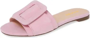 XYD Women Open Toe Flats Sandals No Heel Comfortable Summer Slide Shoes with Oversized Buckle