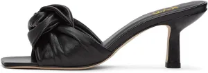 XYD Women's Square Open Toe Kitten Heel Slides Sandals Mid Heels Mules Slip On Fashion Knot Dress Party Summer Shoes