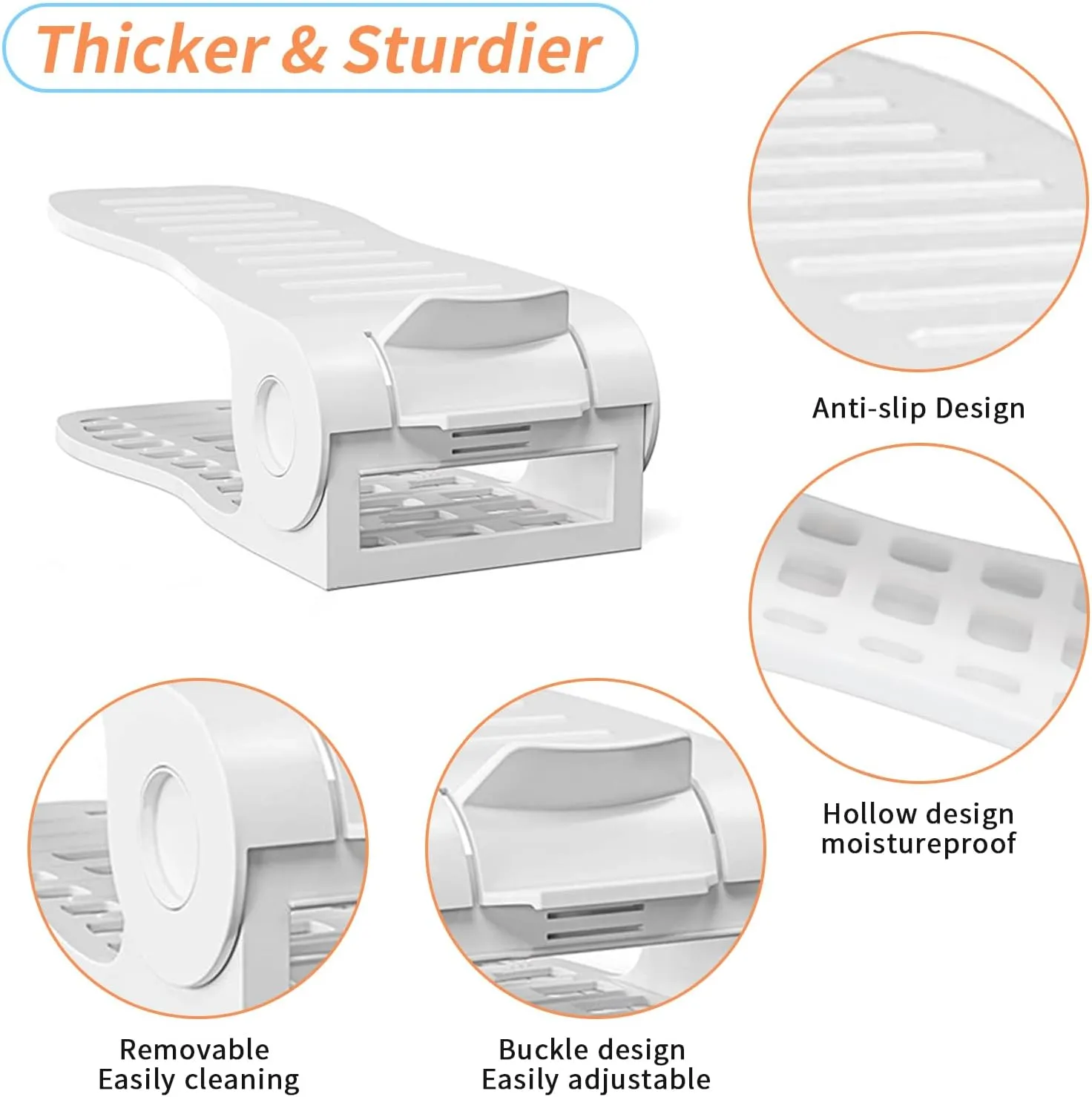 YIHATA Shoe Slots Organizer, Adjustable Shoe Stacker Storage Space Saver, Double Deck Shoe Rack Holder for Closet Organization, Thickening Quality Upgrade (16Pack, White)